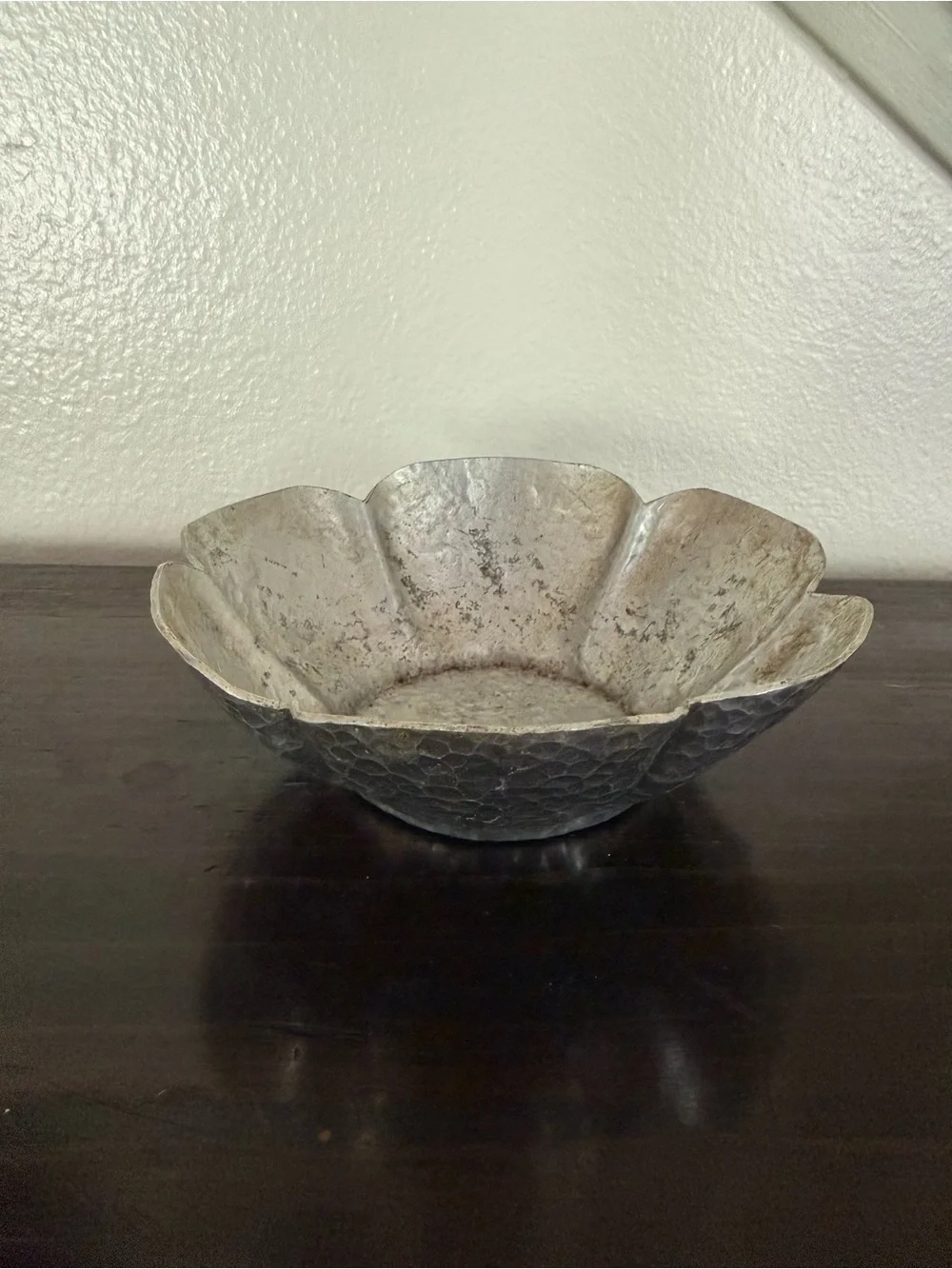 Textured Silver Flower Bowl - Decorative Serveware